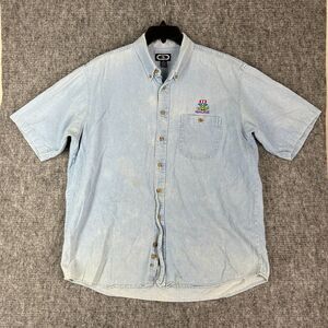 Area 51 Shirt‎ Mens XL Button-up Denim Vintage 1990s Alien July 4th Patriotic